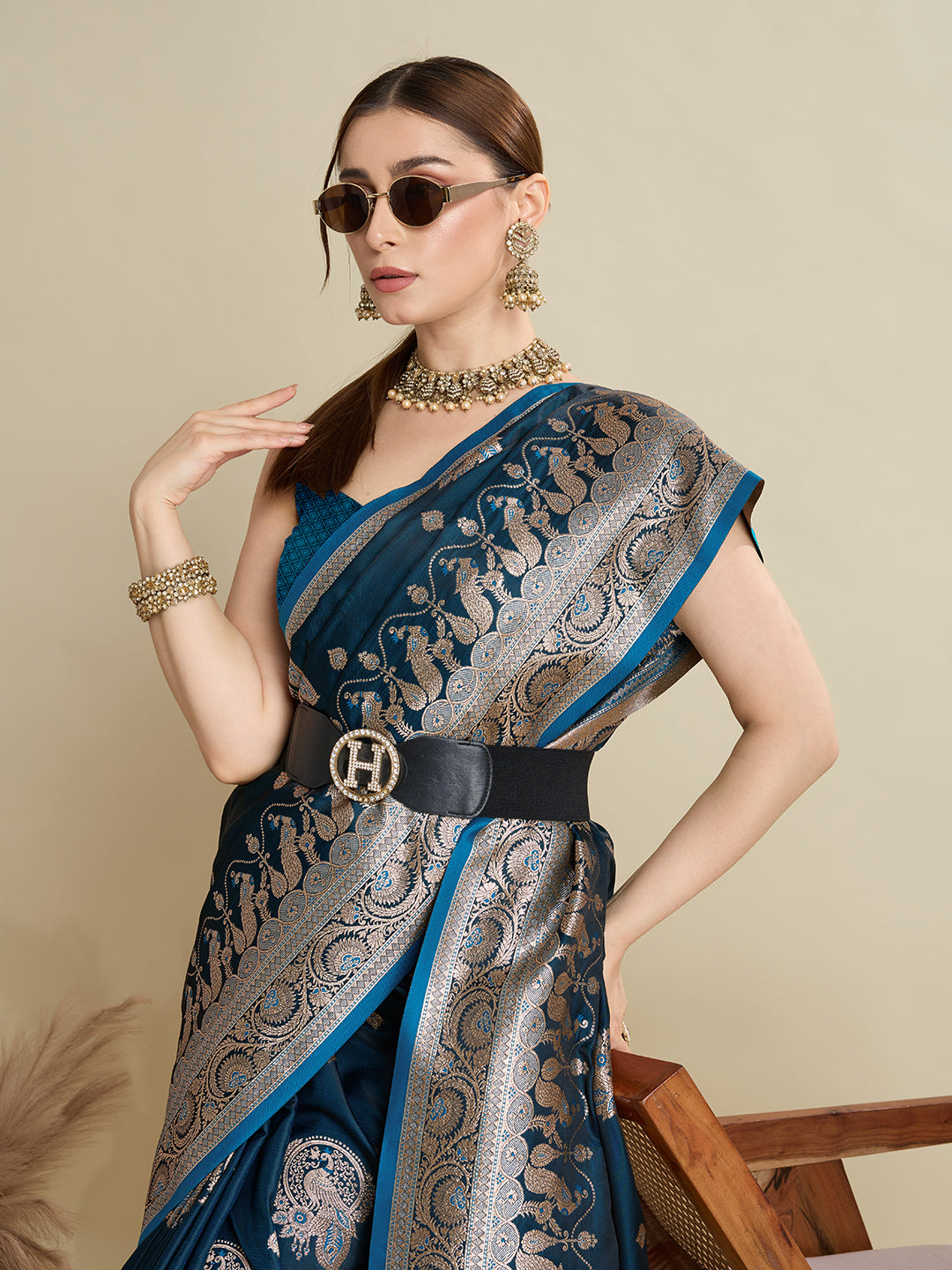 Premium Soft Silk Saree with Rich Zari Work (Blue)