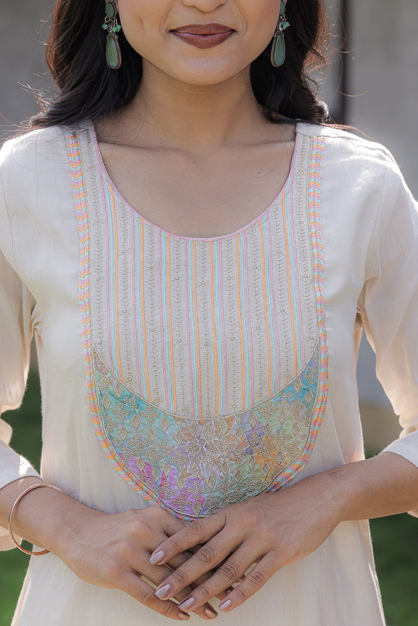 New Cream Color Viscos Simar Casual Kurti pant Set