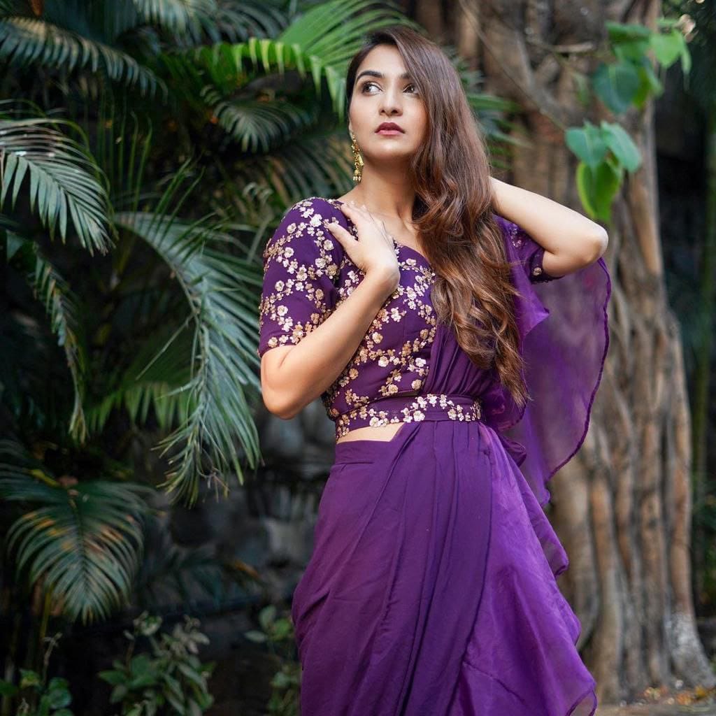 Beautiful Organza Silk Ready to wear saree (Purple)