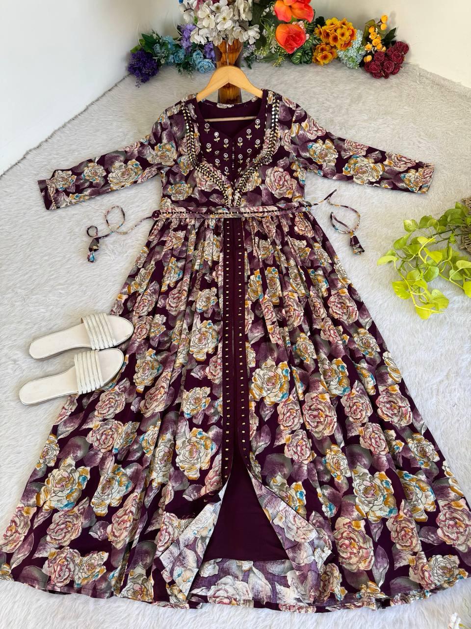 Party Wear Embroidered And Handwork Gown