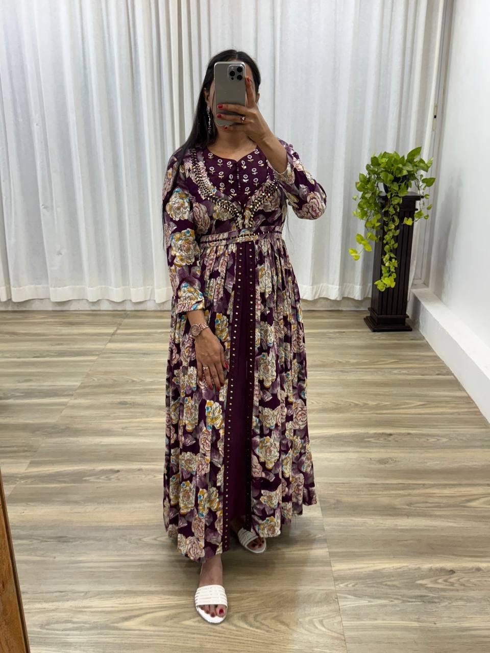 Party Wear Embroidered And Handwork Gown