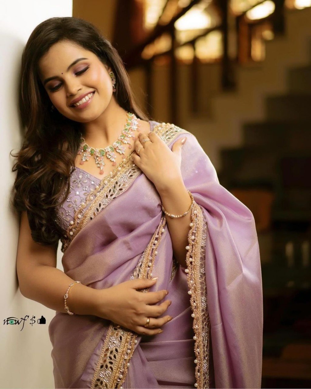 Beautiful Sequence Embroidery Work With Tissue Silk Saree