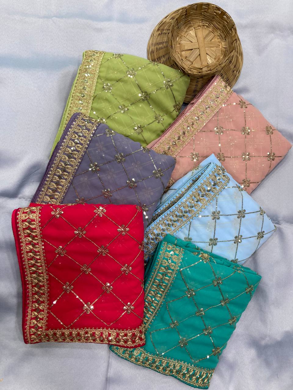 Pink Color Georgette party Wear Saree