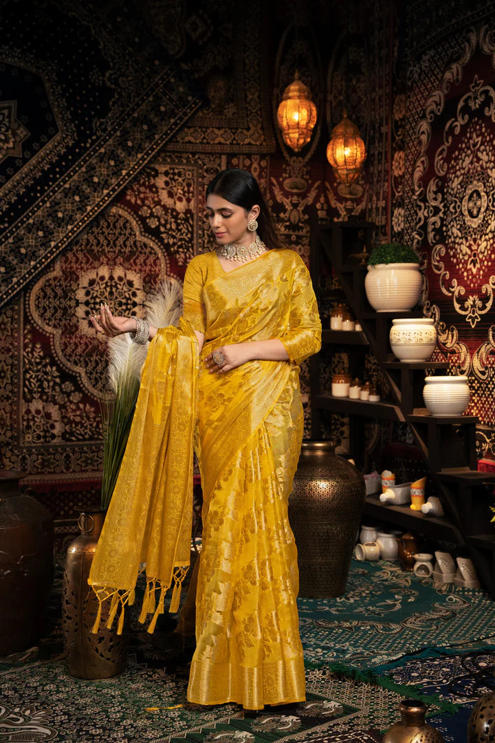 Opulent Yellow Jimmy Choo Zari Saree