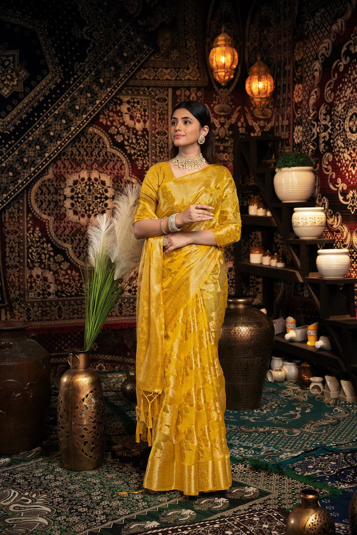 Opulent Yellow Jimmy Choo Zari Saree