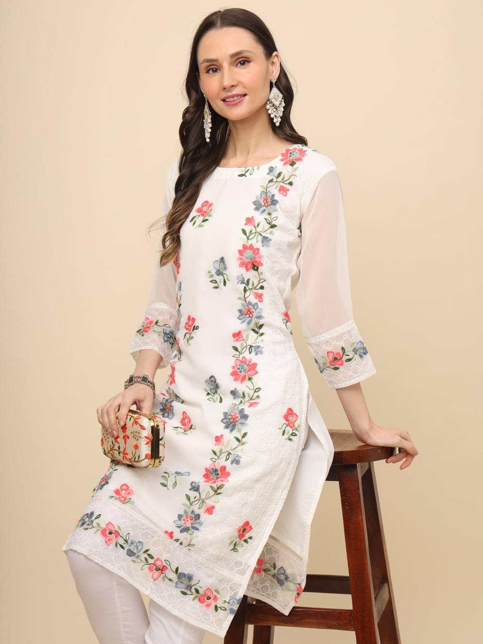 Trending White Georgette Kurti