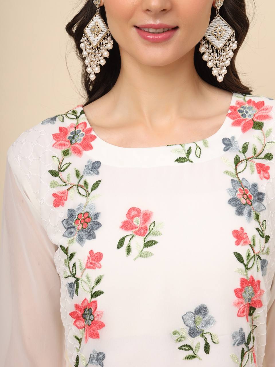 Trending White Georgette Kurti