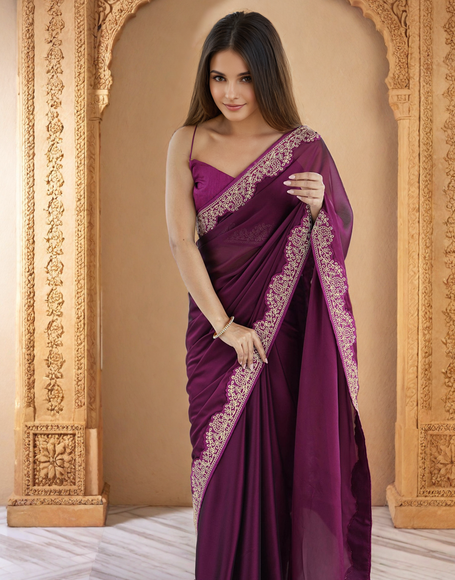 Elegant Burgundy Color Rangoli Silk Saree with Coding Work – Party Wear