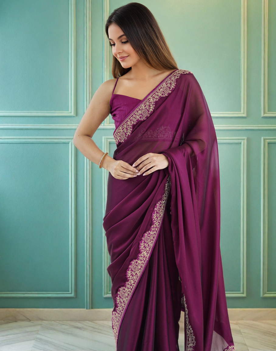 Elegant Burgundy Color Rangoli Silk Saree with Coding Work – Party Wear
