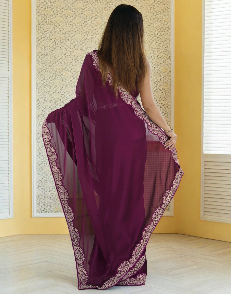 Elegant Burgundy Color Rangoli Silk Saree with Coding Work – Party Wear
