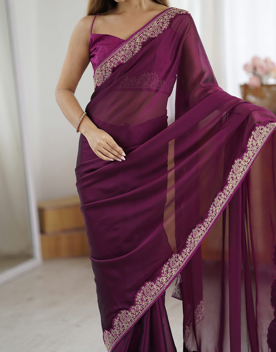 Elegant Burgundy Color Rangoli Silk Saree with Coding Work – Party Wear