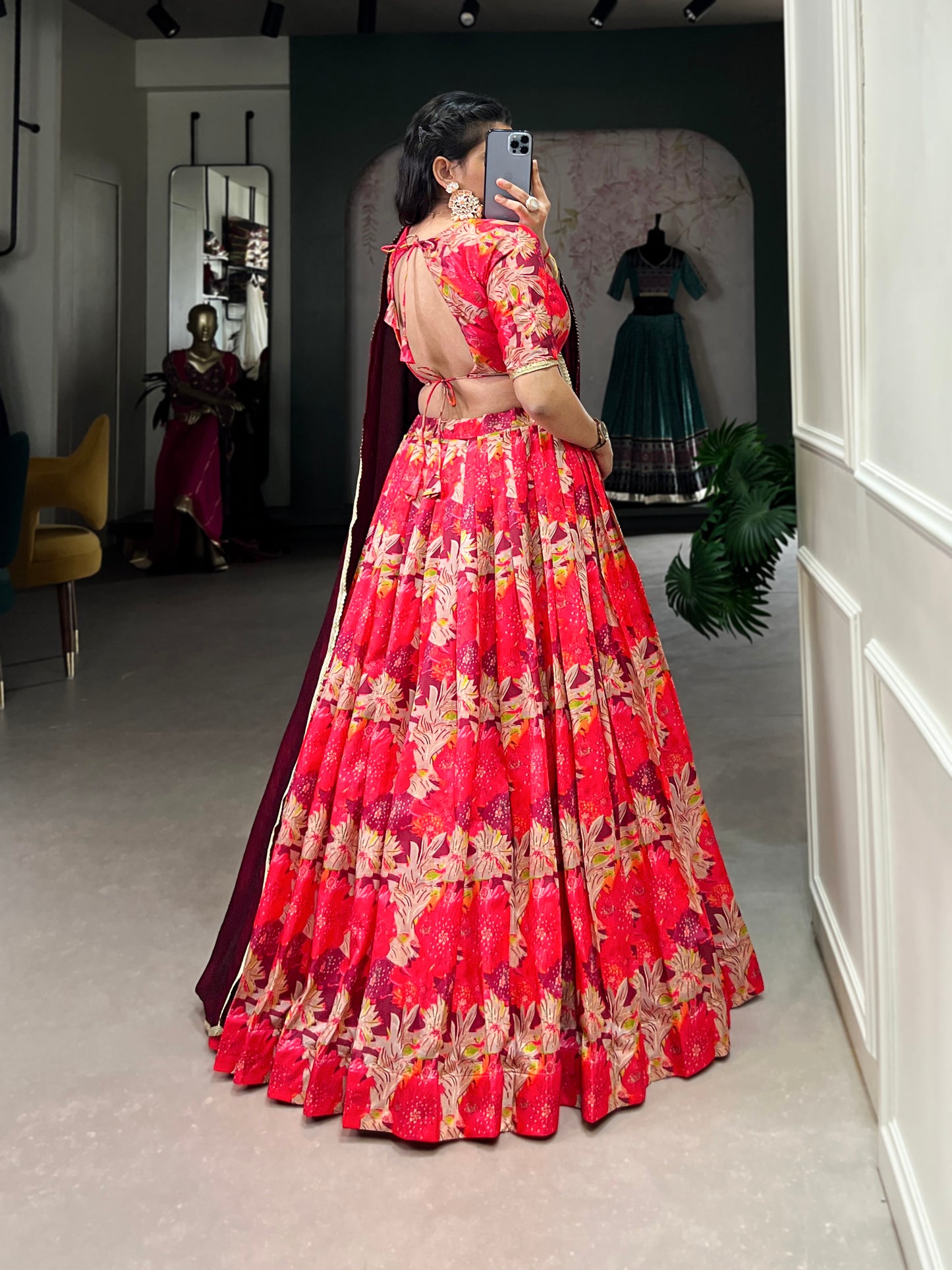 Amazing Red Color Silk Printed Designer Lehenga Choli