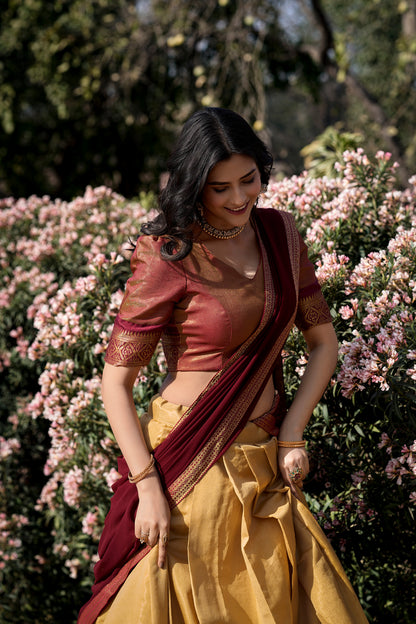New Cream Color Kanchipuram Silk Traditional Lehenga Choli