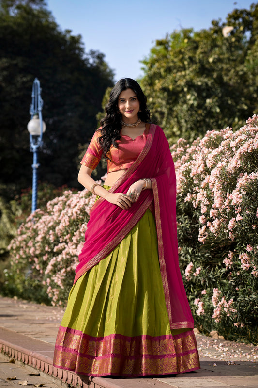 New Green Color Kanchipuram Silk Traditional Lehenga Choli