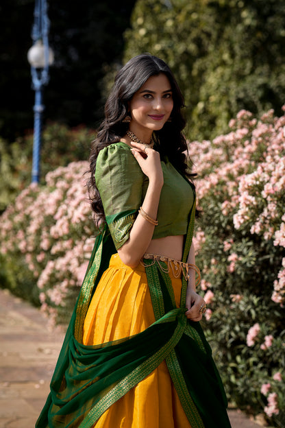 New Yellow Color Kanchipuram Silk Traditional Lehenga Choli