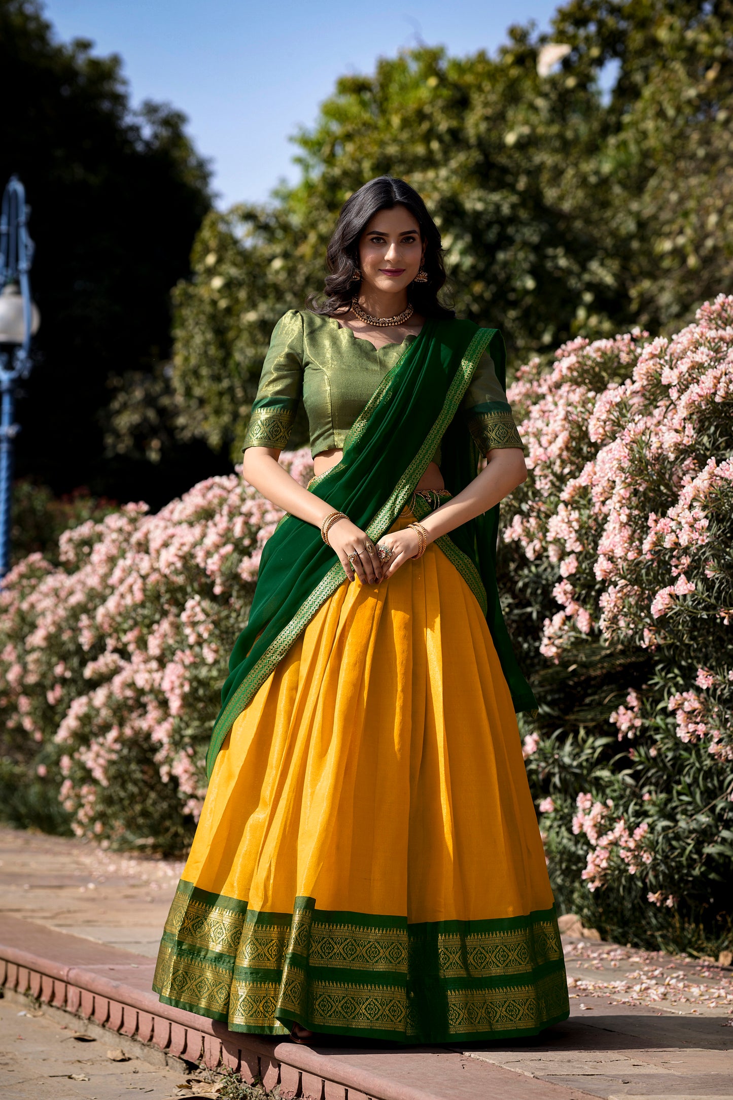 New Yellow Color Kanchipuram Silk Traditional Lehenga Choli