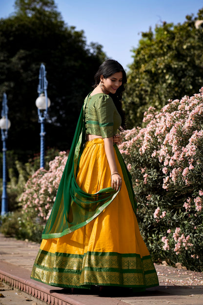 New Yellow Color Kanchipuram Silk Traditional Lehenga Choli