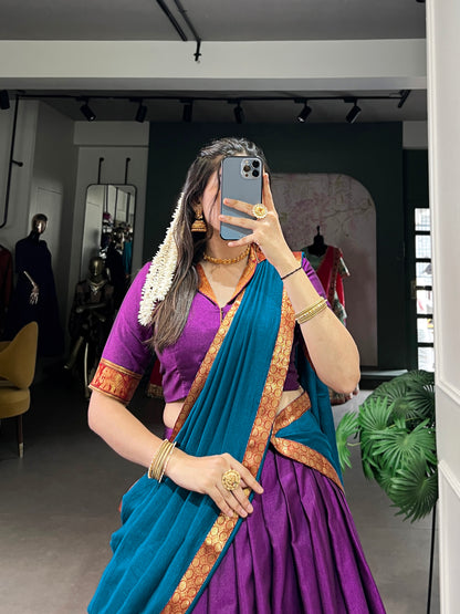 Purple Color Zari Weaving Work Traditional Lehenga Choli