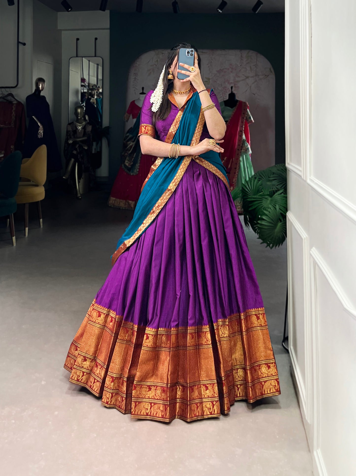 Purple Color Zari Weaving Work Traditional Lehenga Choli
