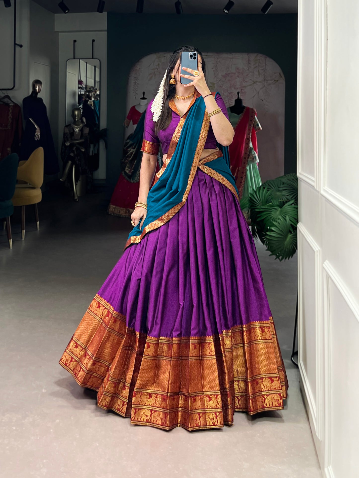 Purple Color Zari Weaving Work Traditional Lehenga Choli