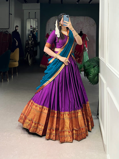 Purple Color Zari Weaving Work Traditional Lehenga Choli