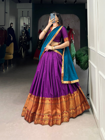 Purple Color Zari Weaving Work Traditional Lehenga Choli