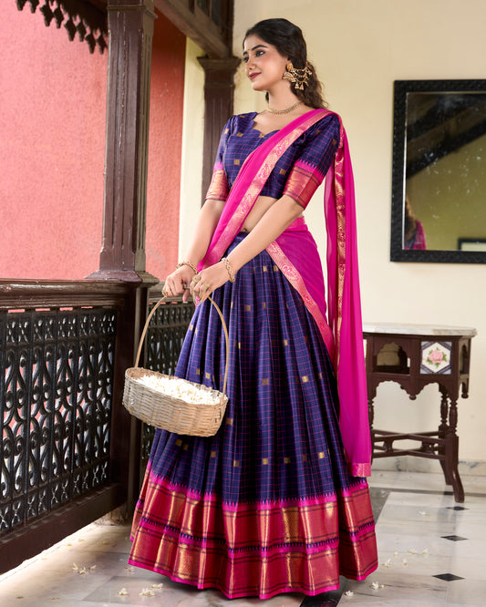 Sounth Indian Navy Blue Color Traditional Lehenga Choli
