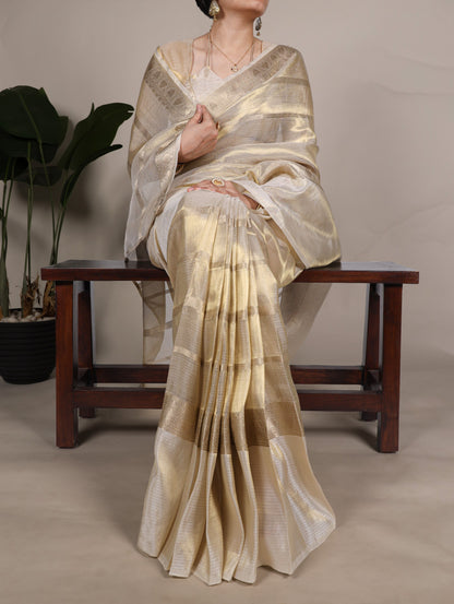 Amazing Gold Color Silk Saree