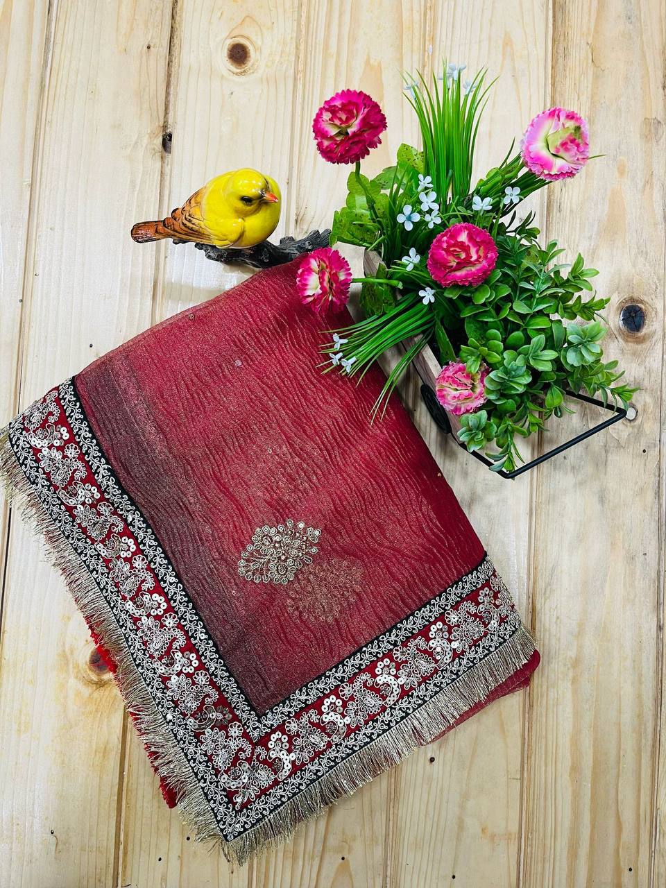 Beatiful Peach Color Wedding Saree
