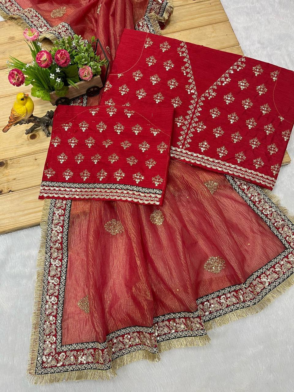 Beatiful Peach Color Wedding Saree