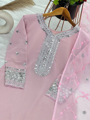 New Pink Color Heavy Georgette Party Wear Sharara Plazzo Suit