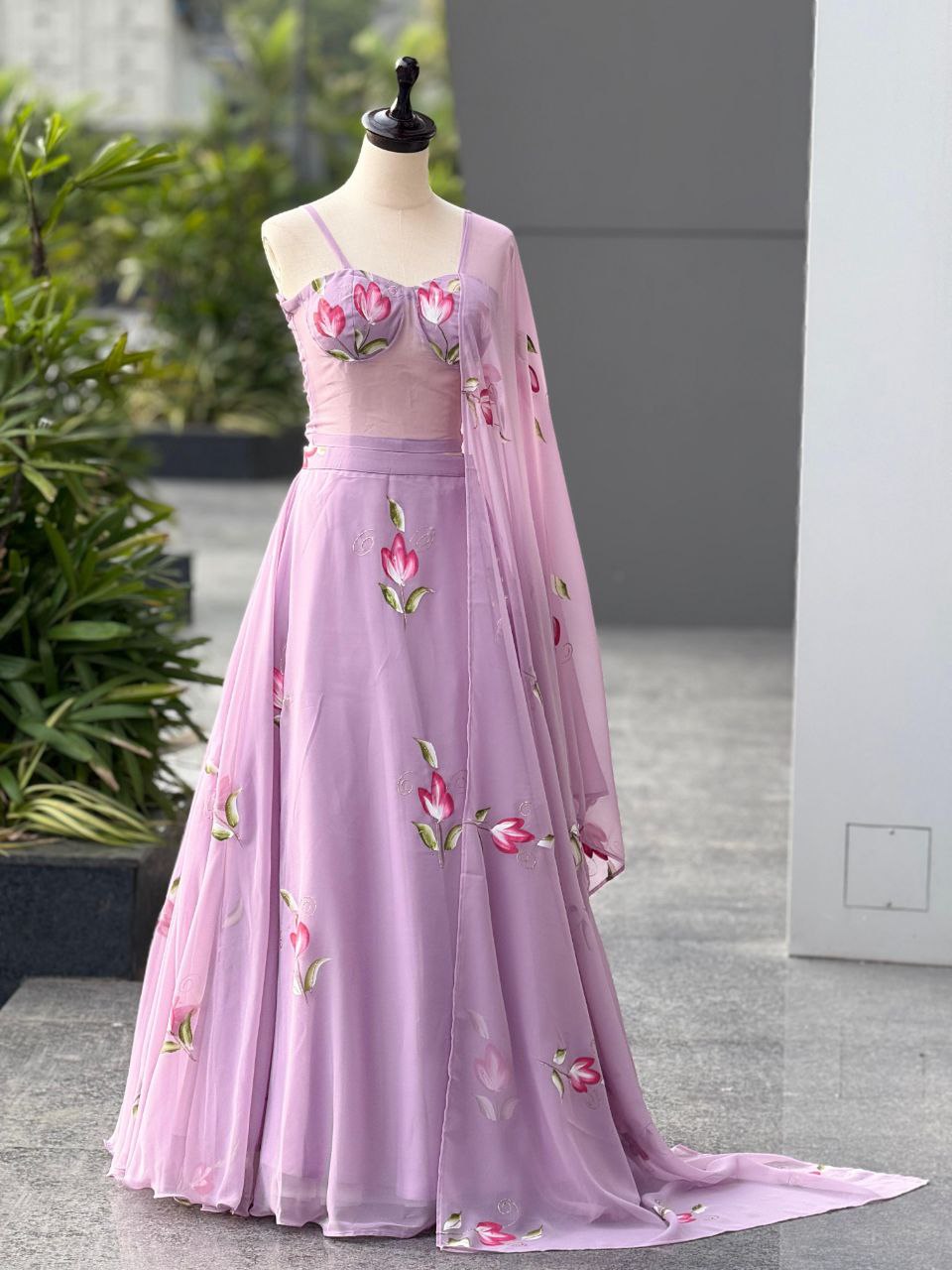 Party Wear Lehenga Choli – Mauve Pure Georgette | Vastraan