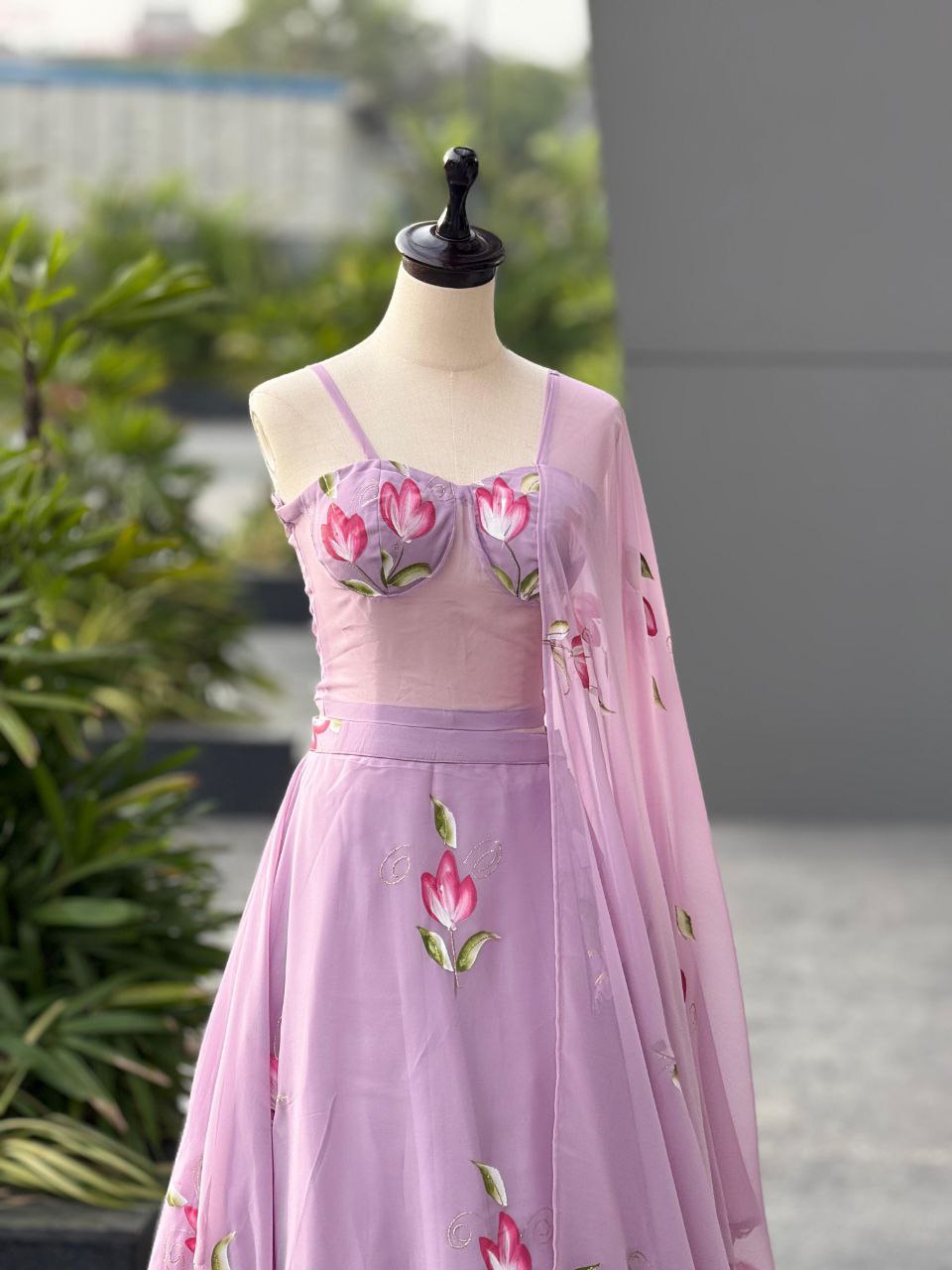 Party Wear Lehenga Choli – Mauve Pure Georgette | Vastraan