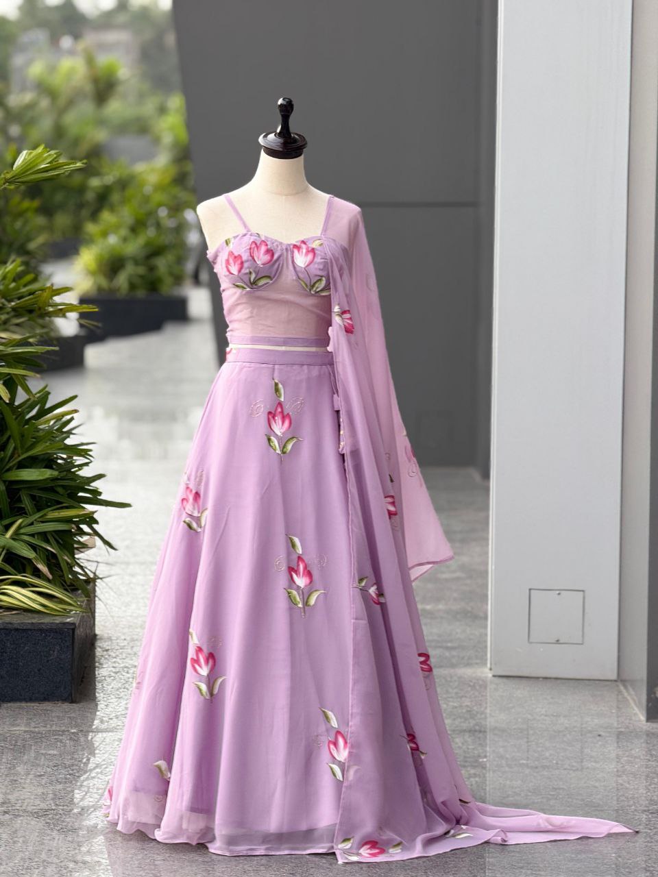 Party Wear Lehenga Choli – Mauve Pure Georgette | Vastraan