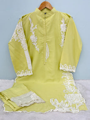 New Green Color Pakistani Kurti Pant Set