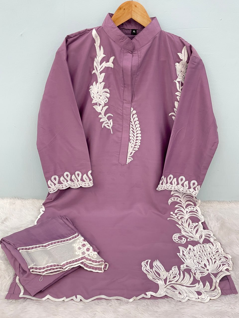 New Purple Color Pakistani Kurti Pant Set