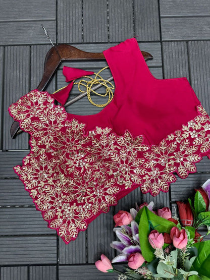 Pink Color Heavy Rangoli Ready to wear Saree