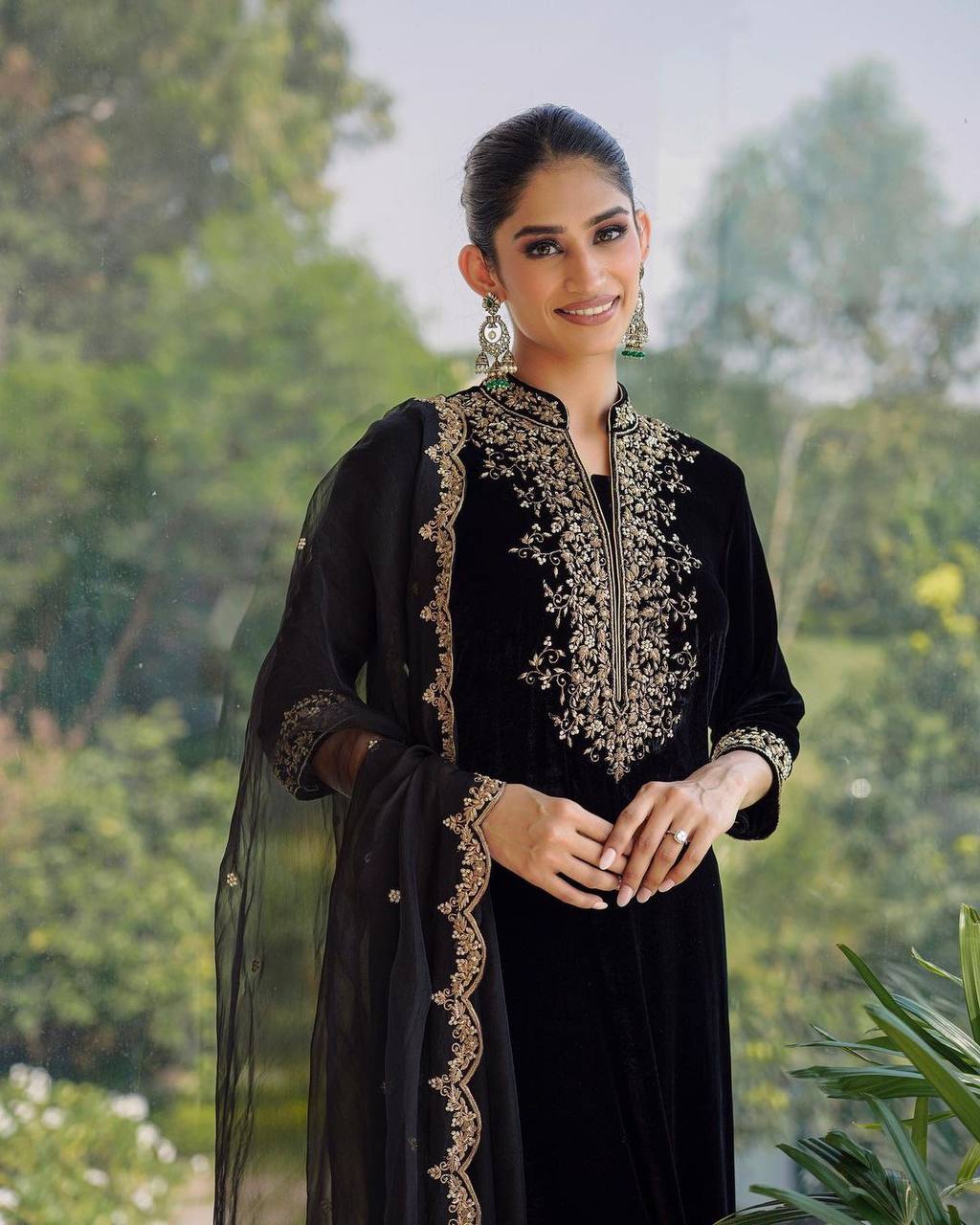 Ramzan Special Black Color Viscose Velvet Party wear Suit