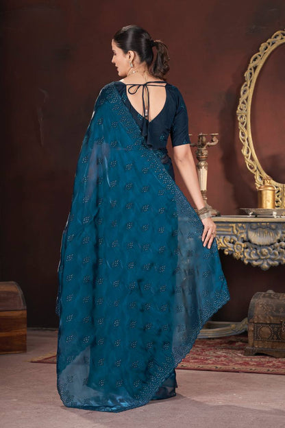 Navy blue Color Geemichu Silk Party Saree