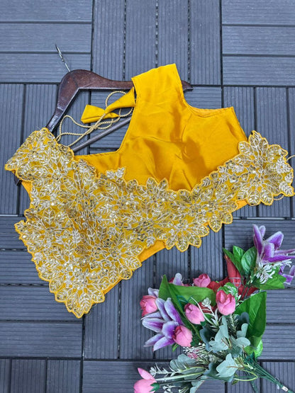 Yellow Color Heavy Rangoli Ready to wear Saree