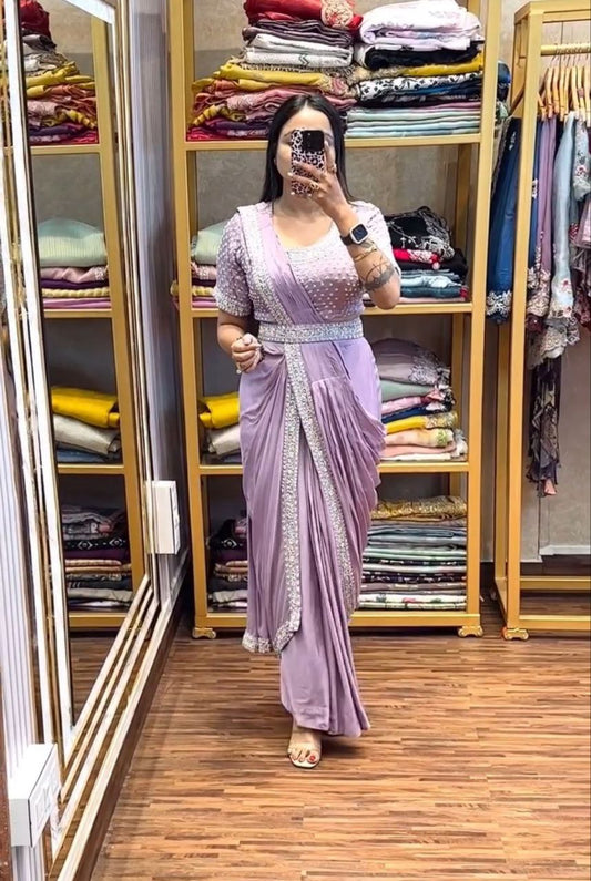 Pastel Lavender Ready to Wear Saree