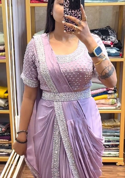 Pastel Lavender Ready to Wear Saree