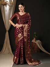 Peaceful Burgundy Color Georgette Designer Saree