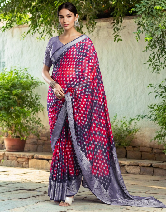 Pink Color Georgette Saree with Jacquard Work