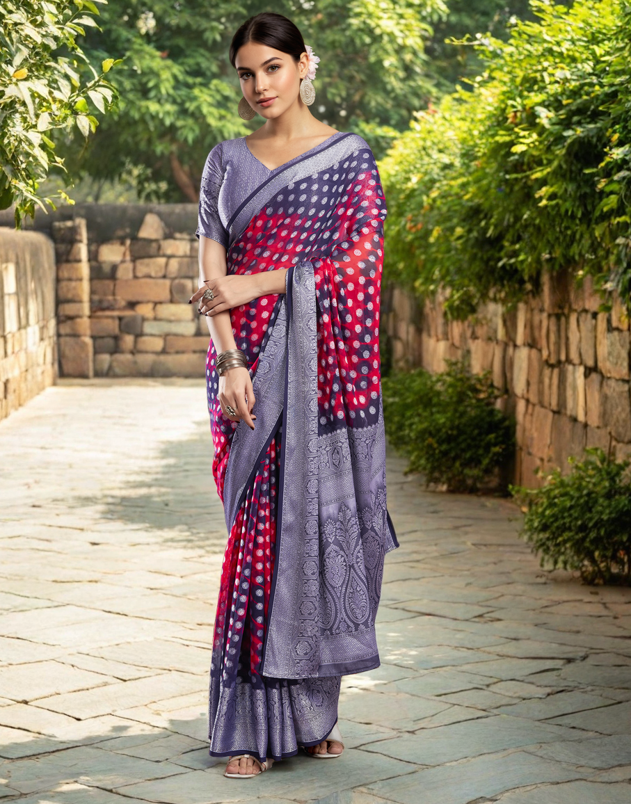 Pink Color Georgette Saree with Jacquard Work