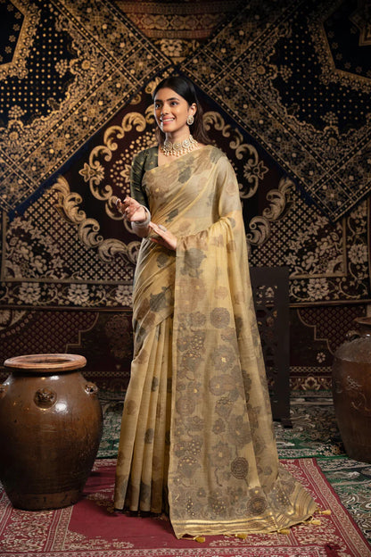 Light Brown Soft Cotton Jamdani Saree