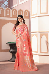 Peach Cotton Silk Saree – Banarasi Heritage