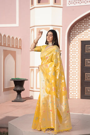 Vastraan Yellow Saree – Zari Woven Cotton Silk Grace