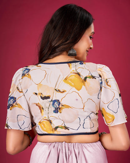 Trending Off White Art silk Padded Stitched Blouse
