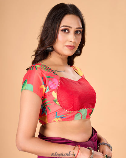 Trending Red Art silk Padded Stitched Blouse
